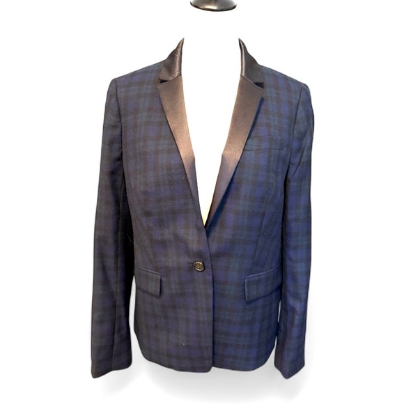 J. Crew Plaid Blazer in Navy and Green - Picture 3 of 8